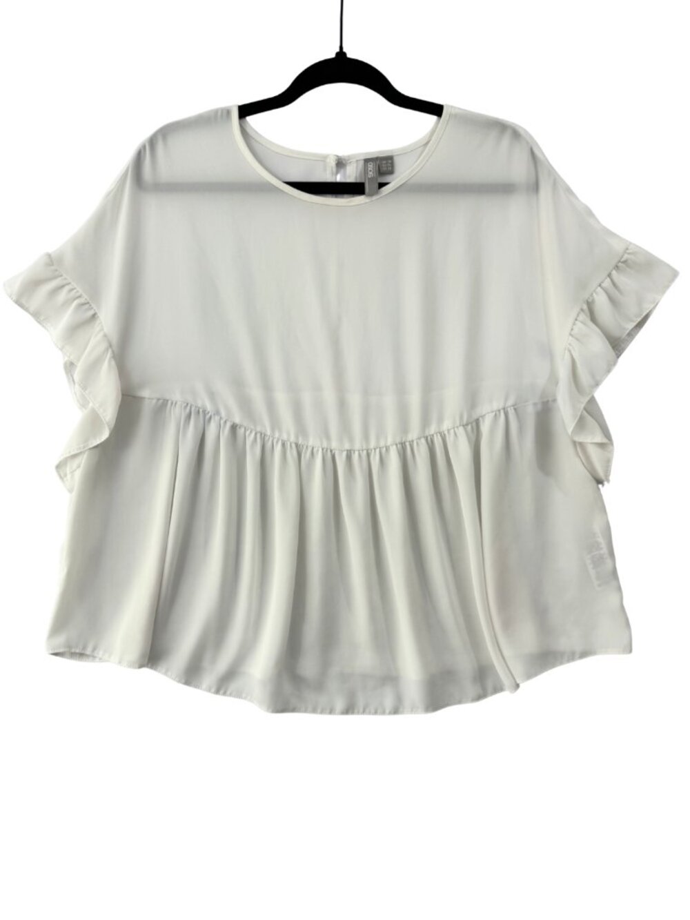 ASOS Cream Babydoll Blouse Flutter Sleeve Cottage Core Boho Feminine Romantic